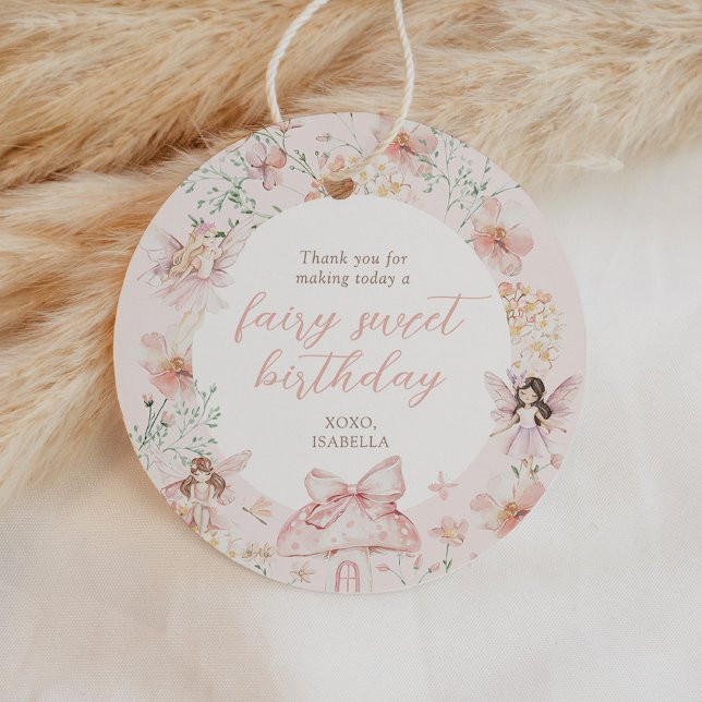 Pink Floral Fairy Birthday Favor Tags | Zazzle | Zazzle