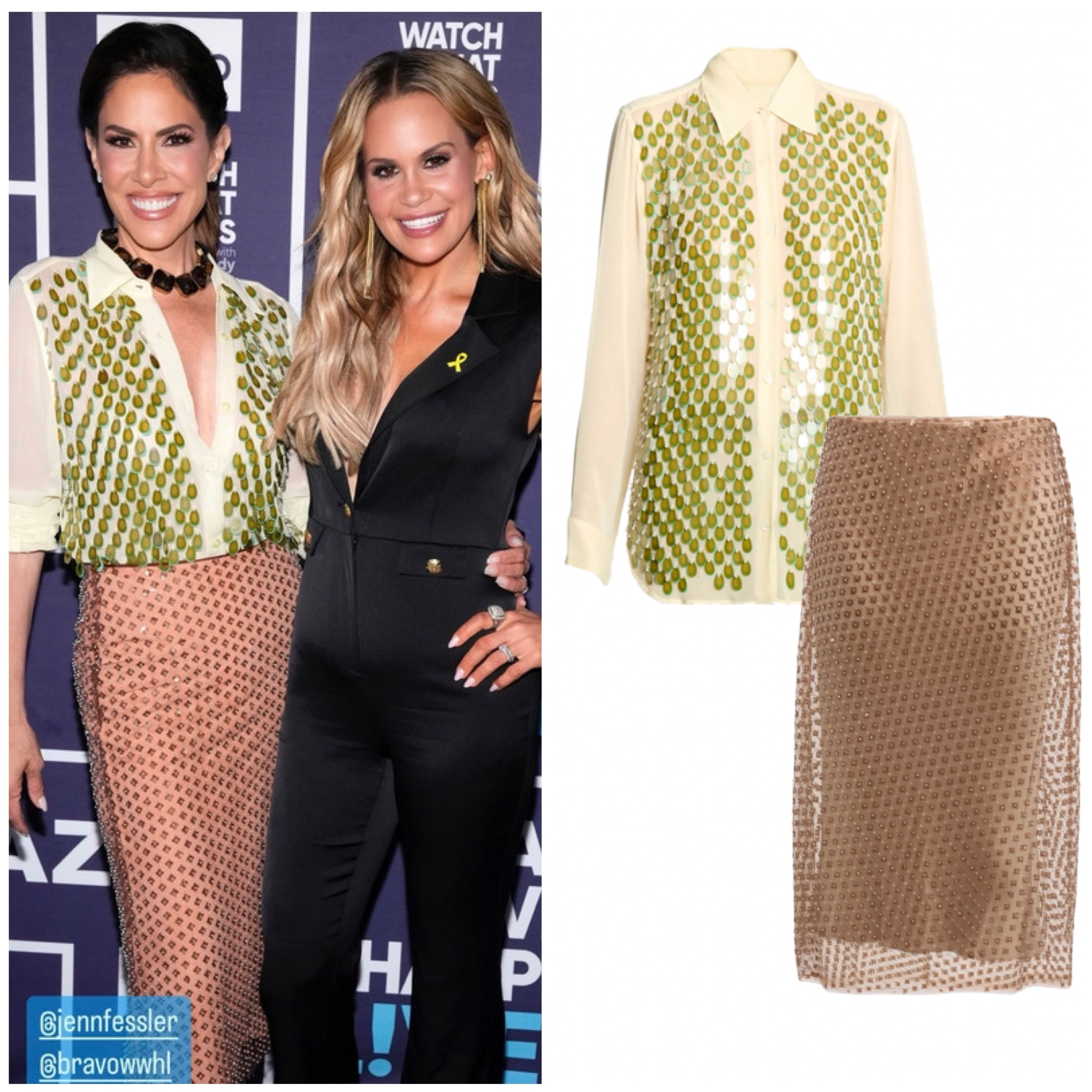 Jenn Fessler’s Sequin Embellished Outfit on Watch What Happens Live 📸 = @jackiegolschneider 