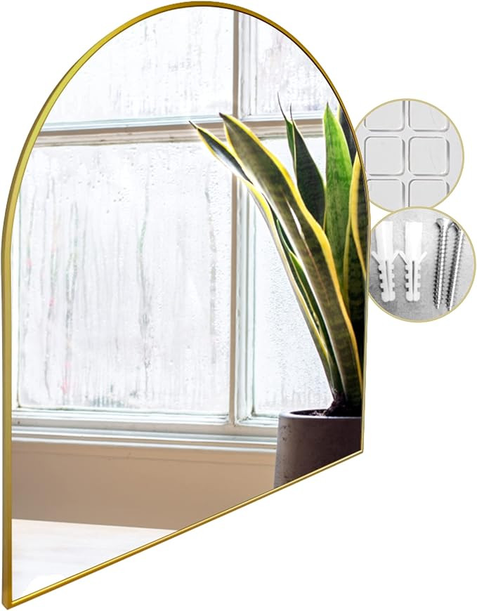 Luxury Premium Arched Mirror Decor for Wall - Large Arch Mirror 33" x 31" Inches - Wall Mount or ... | Amazon (US)