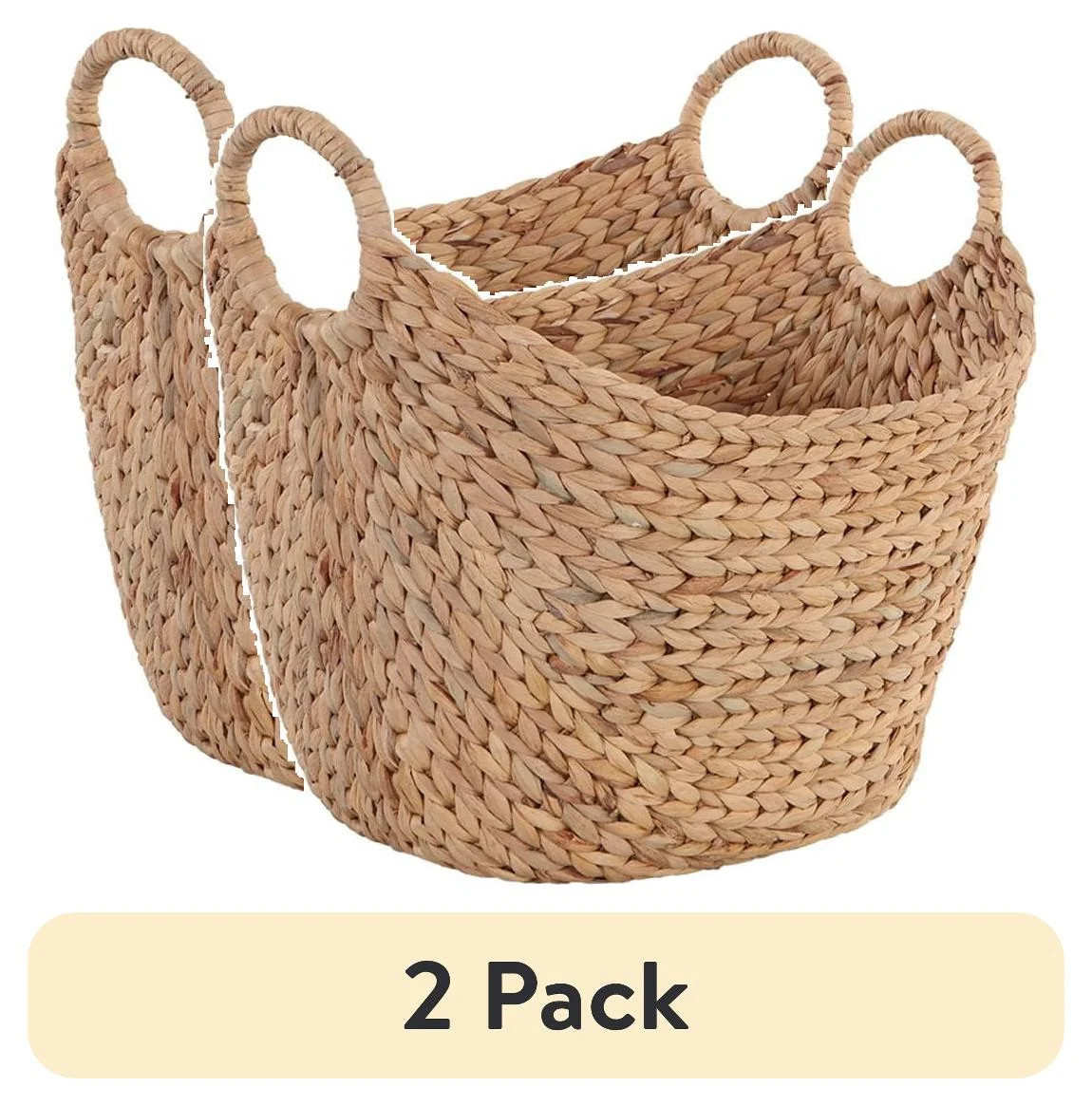 (2 pack) Better Homes & Gardens Extra Large Natural Woven Water Hyacinth Boat Decorative Storage ... | Walmart (US)