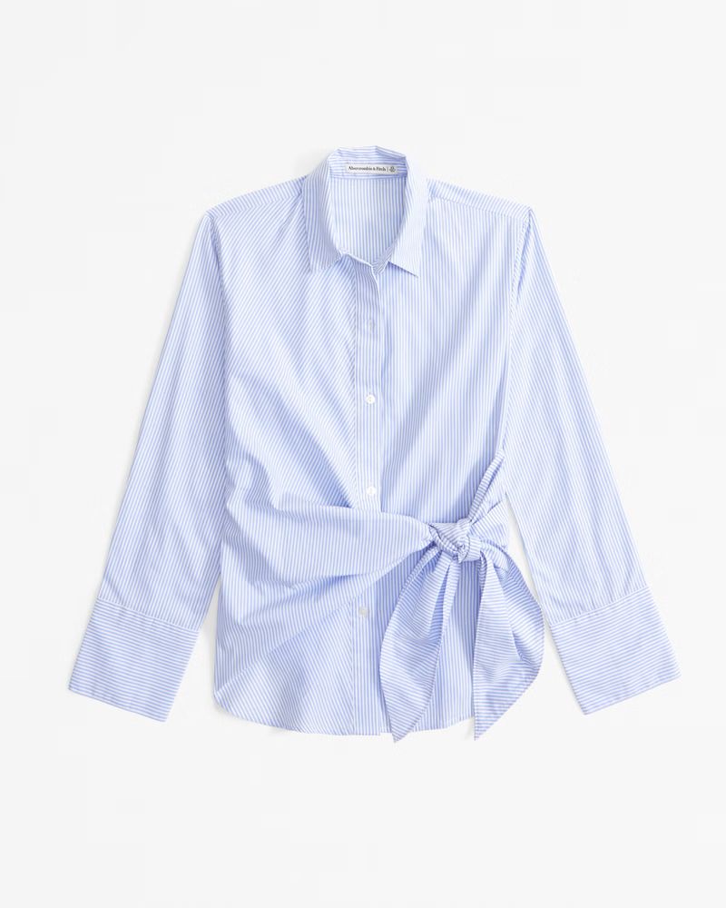 Long-Sleeve Relaxed Side-Tie Shirt | Abercrombie & Fitch (US)