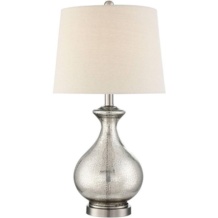 360 Lighting Modern Table Lamp Gourd Mercury Glass Oatmeal Drum Shade for Living Room Bedroom Bed... | Target