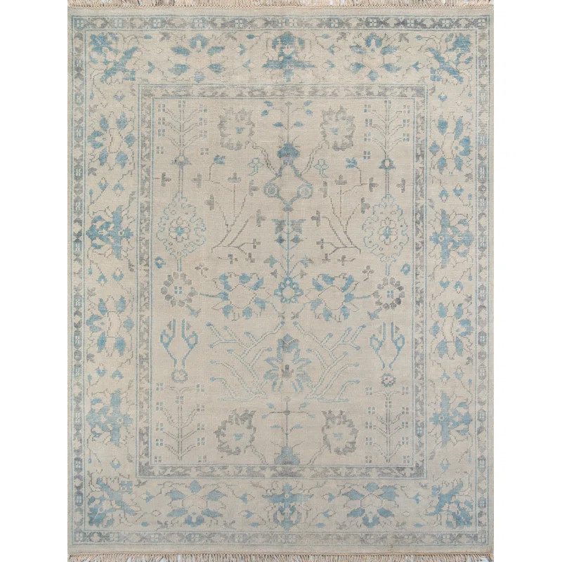 Concord Handmade Hand-Knotted Wool Ivory/Blue Rug | Wayfair North America
