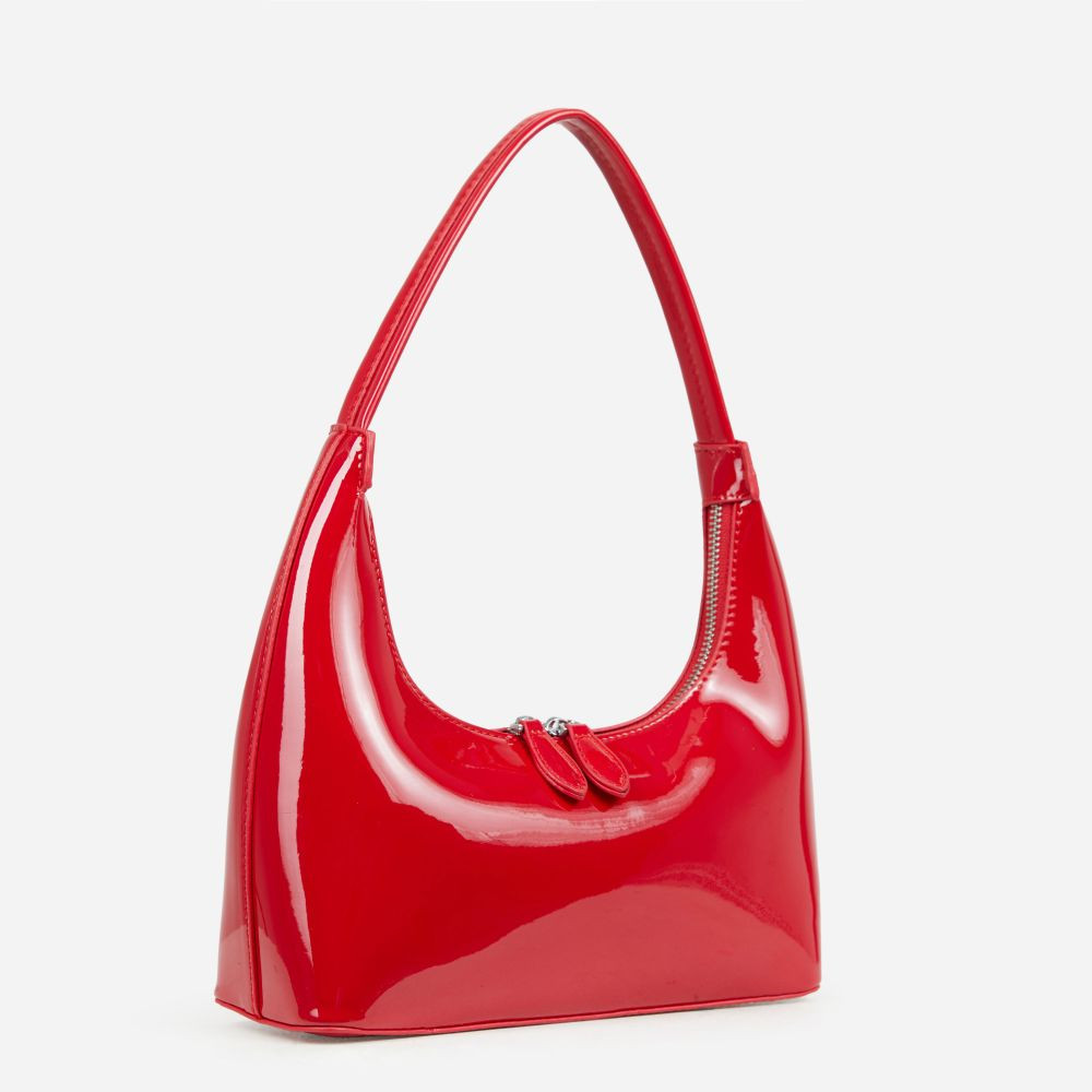 Hibiscus Shaped Shoulder Bag In Red Patent | EGO (UK)