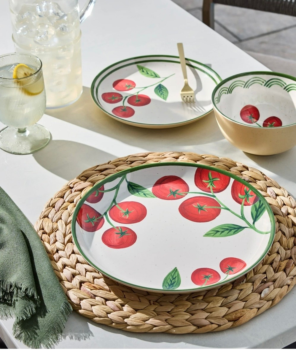 This Better Homes and Gardens bamboo melamine tomato collection is everything for spring and summer hosting 🍅 the whole set is lightweight, durable, and perfect for patio dinners, pool days, and everyday meals that still feel styled. I love how the tomato print adds the cutest pop of color and instantly makes your table look put together with zero effort. Such a fun affordable way to refresh your kitchen and outdoor dining setup. Linked in my LTK

#ltkhome #springhosting #summerentertaining #tablescape #walmartfinds

#LTKHome #LTKfoodie #LTKSeasonal