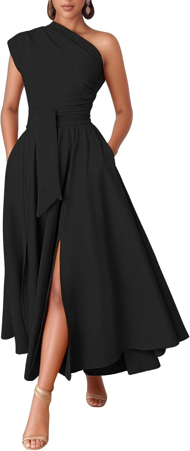 One Shoulder Dresses for Women Elegant Asymmetrical A Line Dress | Amazon (US)