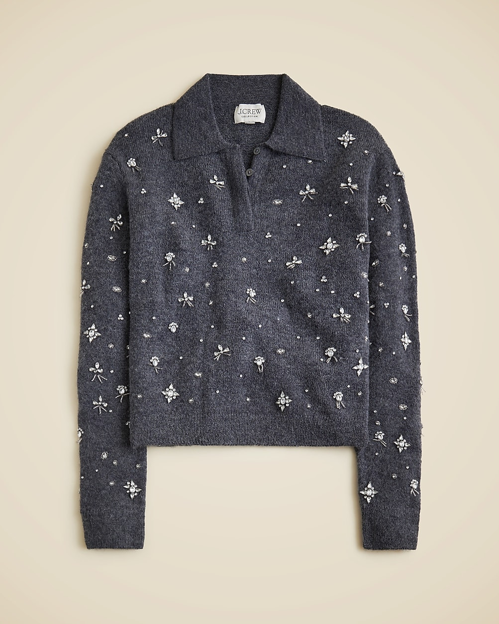 Embellished sweater-polo in wool blend | J. Crew US
