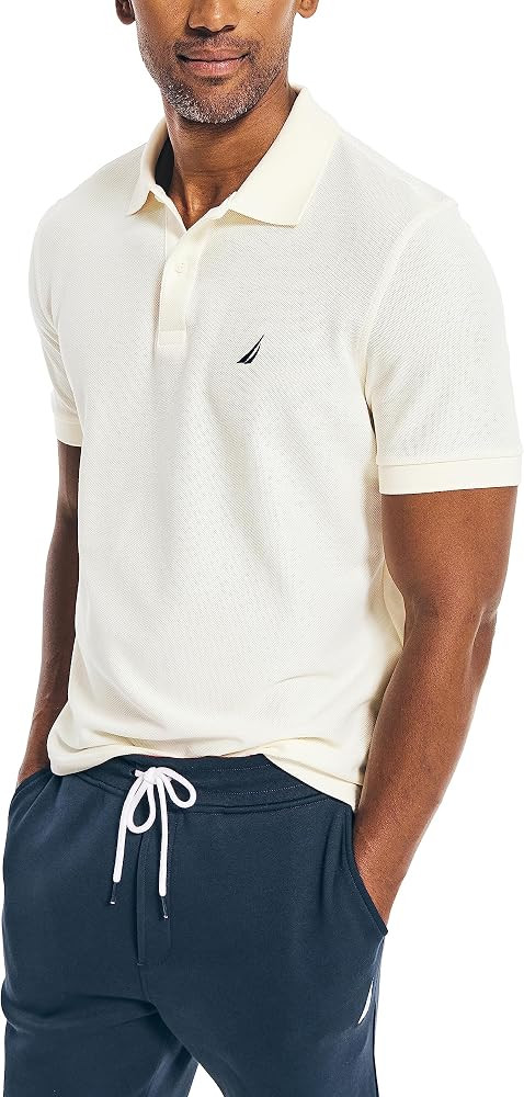 Nautica Men's Classic Short Sleeve Solid Performance Deck Polo Shirt | Amazon (US)