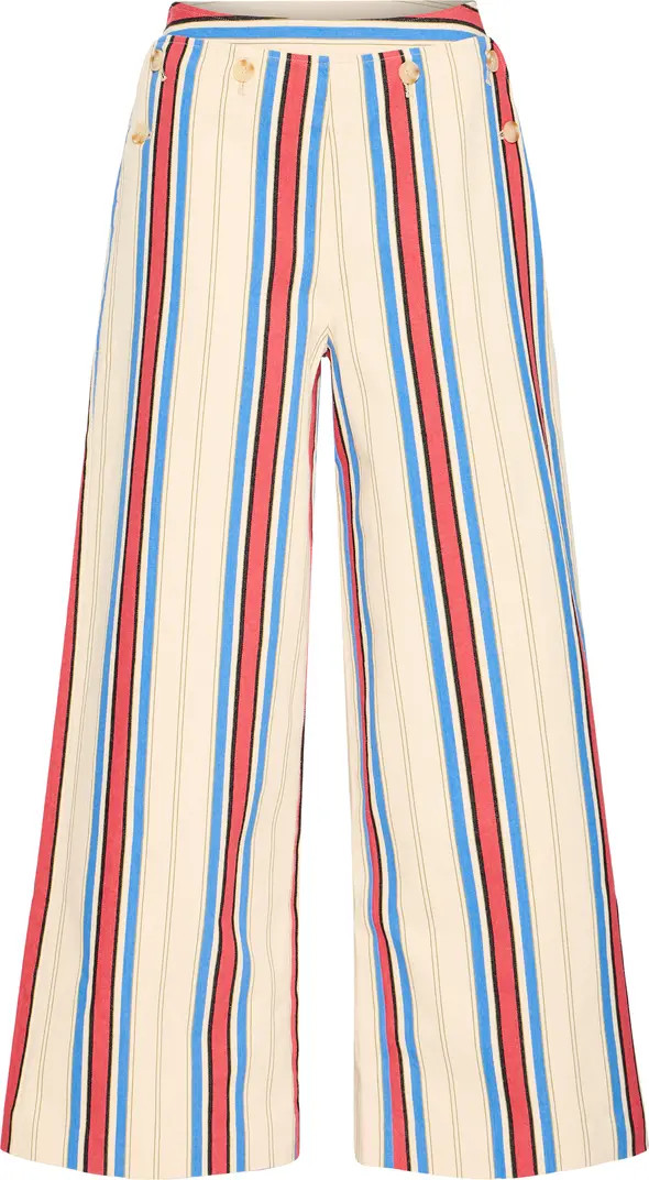 Iherina Pleated Stripe High Waist Pants | Nordstrom