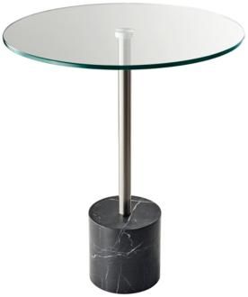 Blythe 17 3/4" Wide Round End Table with Black Marble Base (11V82) | LampsPlus.com