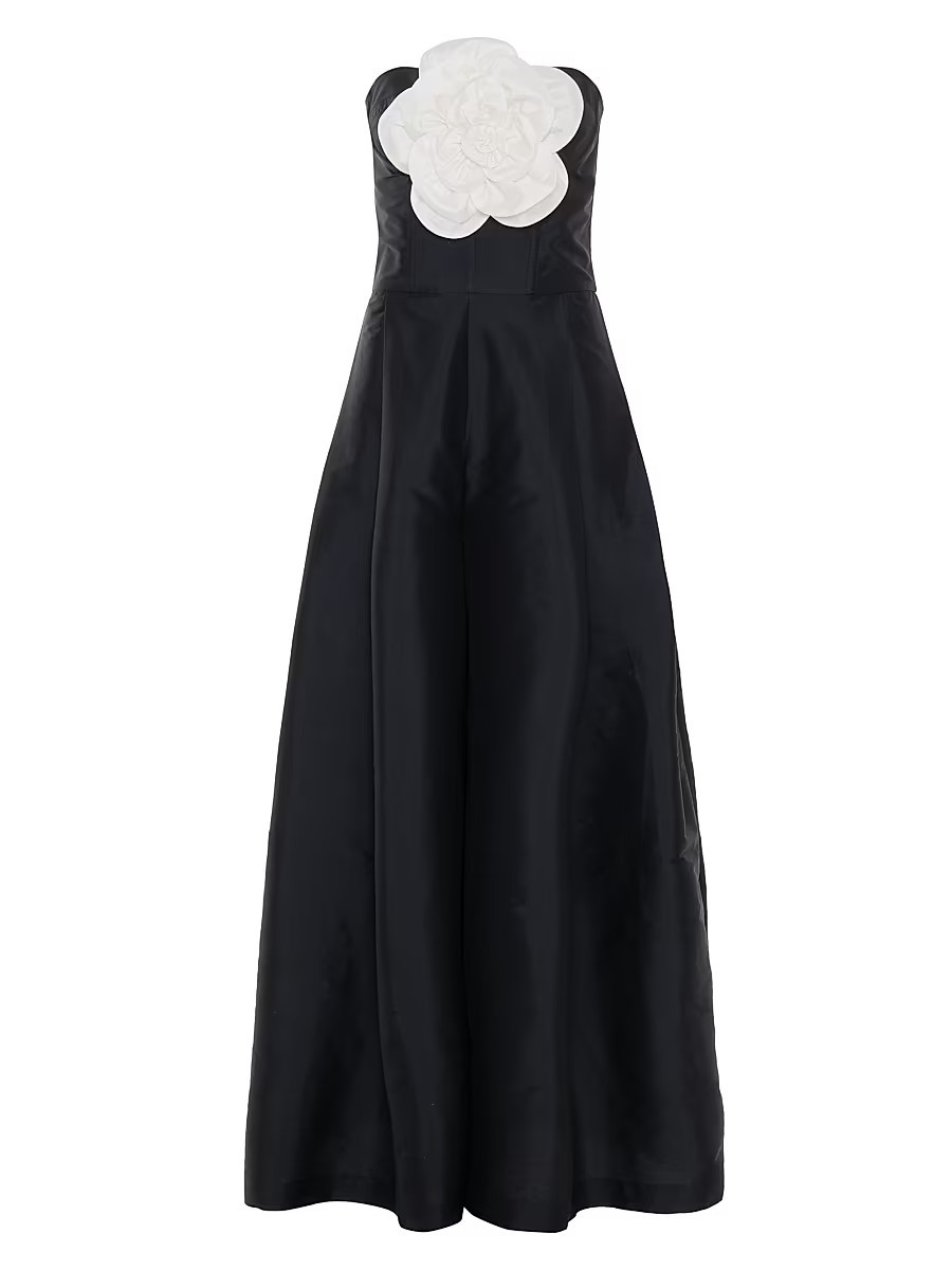 Women's Taffeta Bloom Jumpsuit - Black - Size 0 | Saks Fifth Avenue