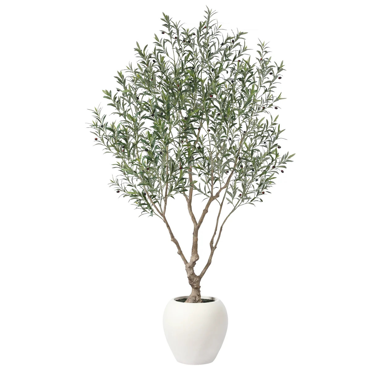 Alvina 96" H Artificial Olive Tree with 18" W White Planter | Wayfair North America