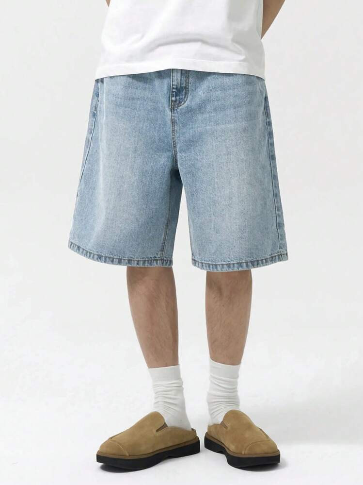 Men's Loose Casual Denim Bermuda Shorts With Pockets, Versatile Summer Denim Shorts Jorts | SHEIN