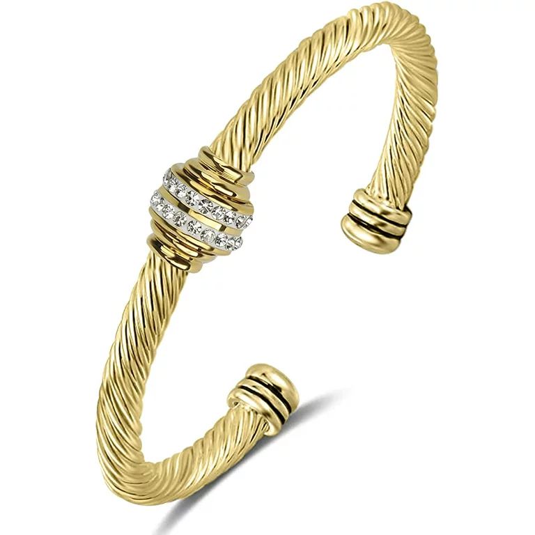 Tiyad Cable Bracelet Stainless Steel Vintage Twisted Wire Composite Open Bangle Bracelet, Adjusta... | Walmart (US)