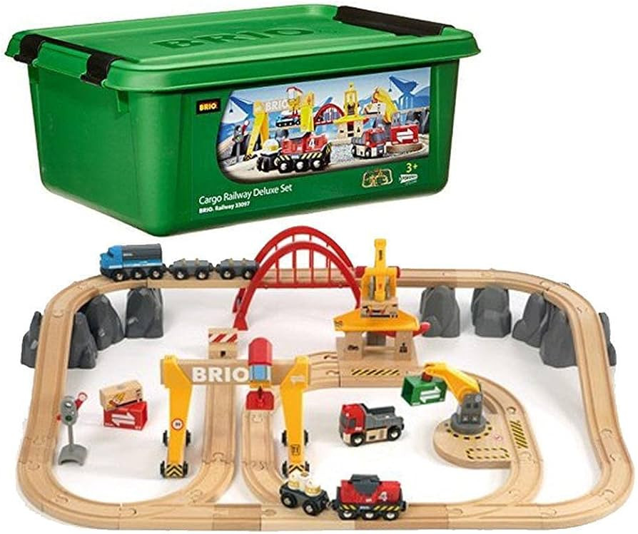 BRIO 33097 Cargo Railway Deluxe Set - 54 Piece Interactive Train Toy | Enhanced Wooden Tracks | P... | Amazon (US)