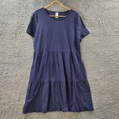 New Anko Womens Navy Blue Stretch Short Sleeve Round Neck Size 14 A-Line Dress | eBay AU