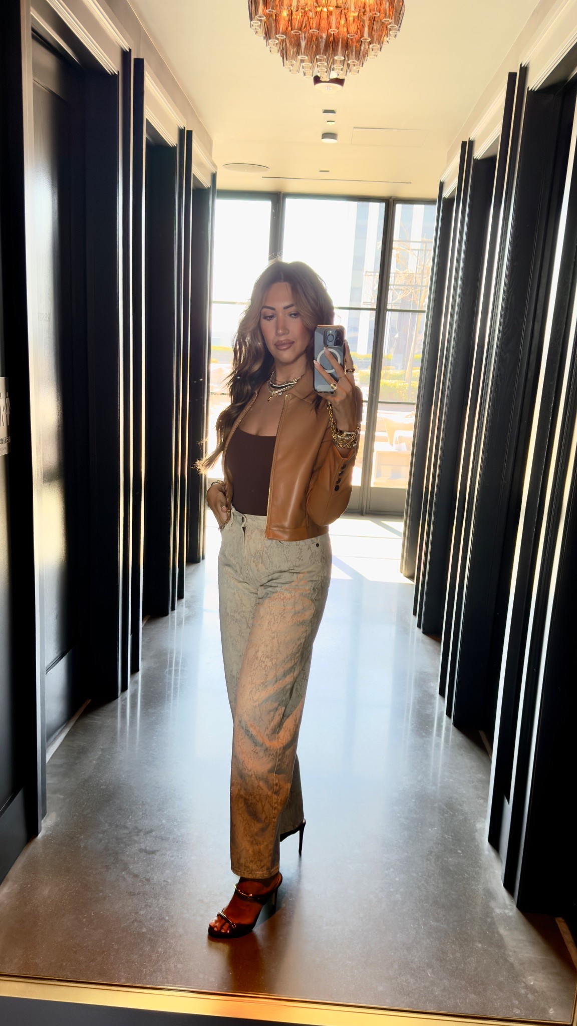 Spring fashion 🤎 just for these snakeskin barrel pants from Target and styled them with a little brown!