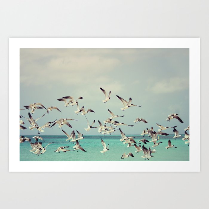 Seagulls Beach Print, Ocean, Coastal, Beach House Decor, Wall Art, Seagull Print, Coastal Wall Ar... | Society6
