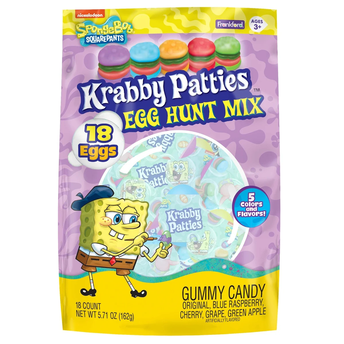 Frankford Nickelodeon SpongeBob Krabby Patties Easter Egg Hunt Mix 18 Count, 5.71oz - Walmart.com | Walmart (US)