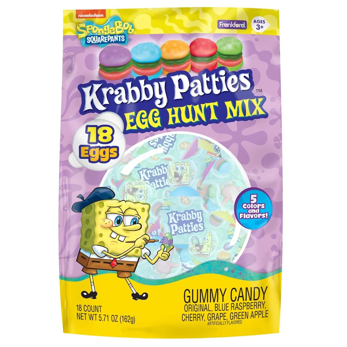 Frankford Nickelodeon SpongeBob Krabby Patties Easter Egg Hunt Mix 18 Count, 5.71oz - Walmart.com | Walmart (US)
