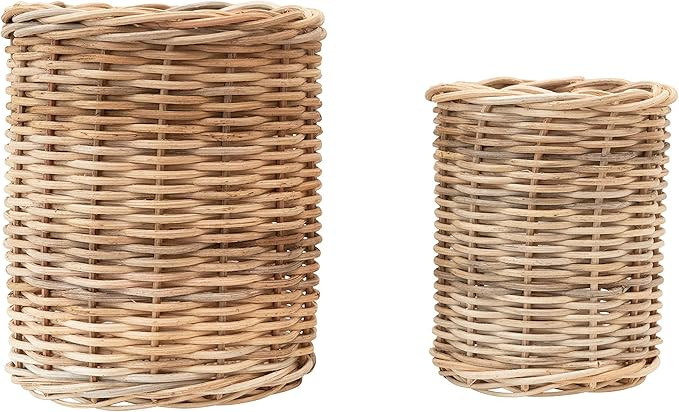 Creative Co-Op Hand-Woven Wicker Container, Natural, Set of 2 Basket, 2 | Amazon (US)