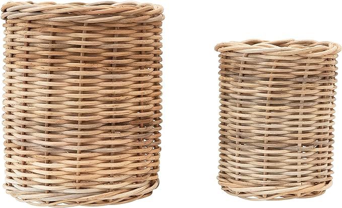 Creative Co-Op Hand-Woven Wicker Container, Natural, Set of 2 Basket, 2 | Amazon (US)