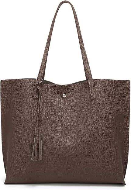 Women's Soft Faux Leather Tote Shoulder Bag from Dreubea, Big Capacity Tassel Handbag | Amazon (US)