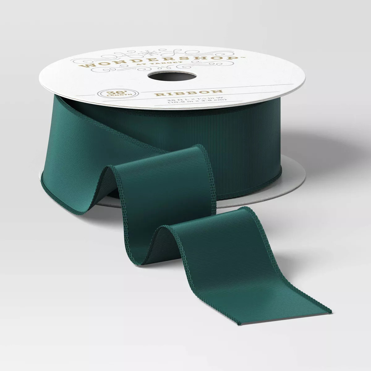 1.5" Satin Fabric Christmas Ribbon 36' Green - Wondershop™ | Target