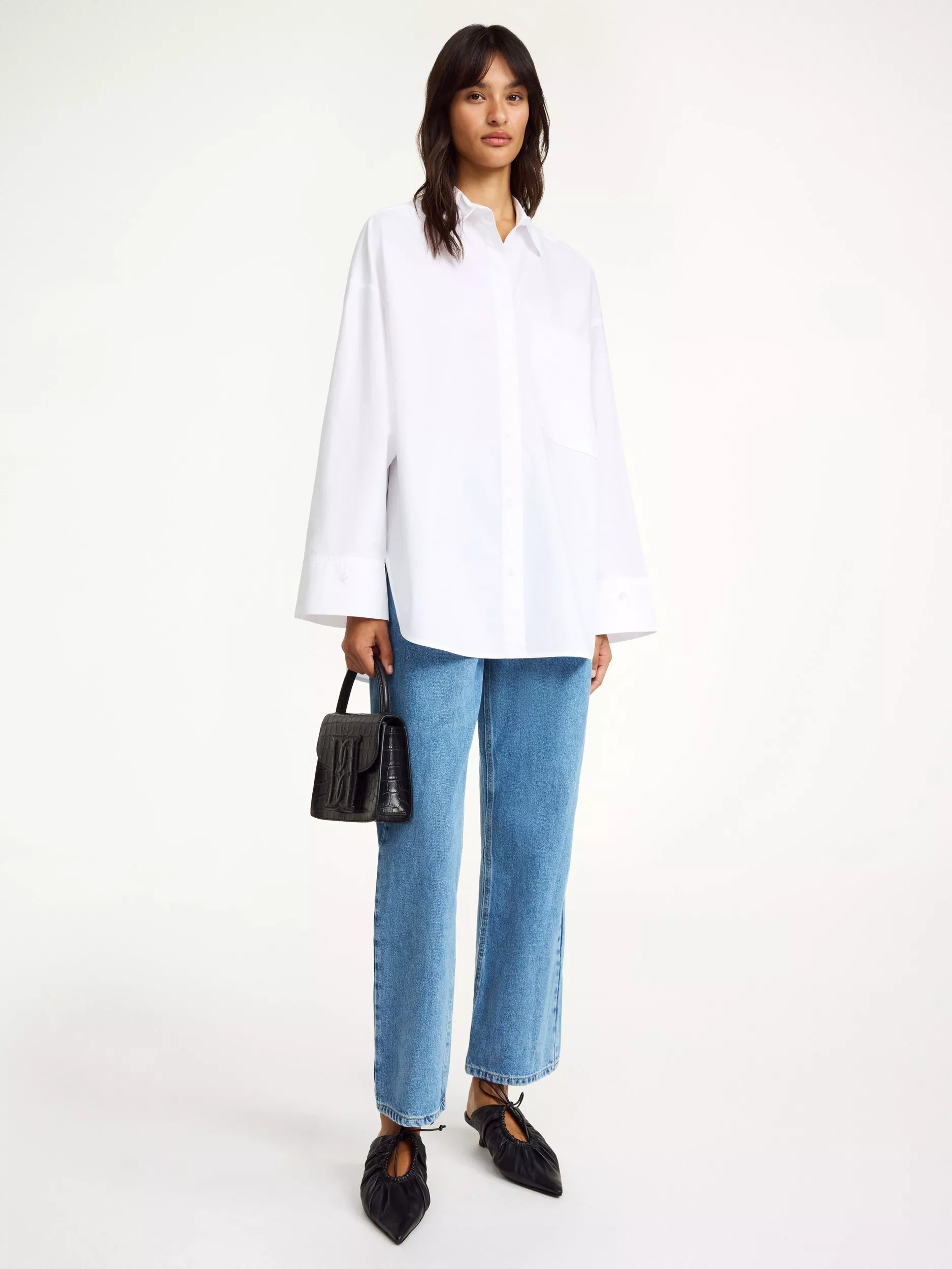 By Malene Birger Derris Oversized Cotton Shirt, White | John Lewis (UK)