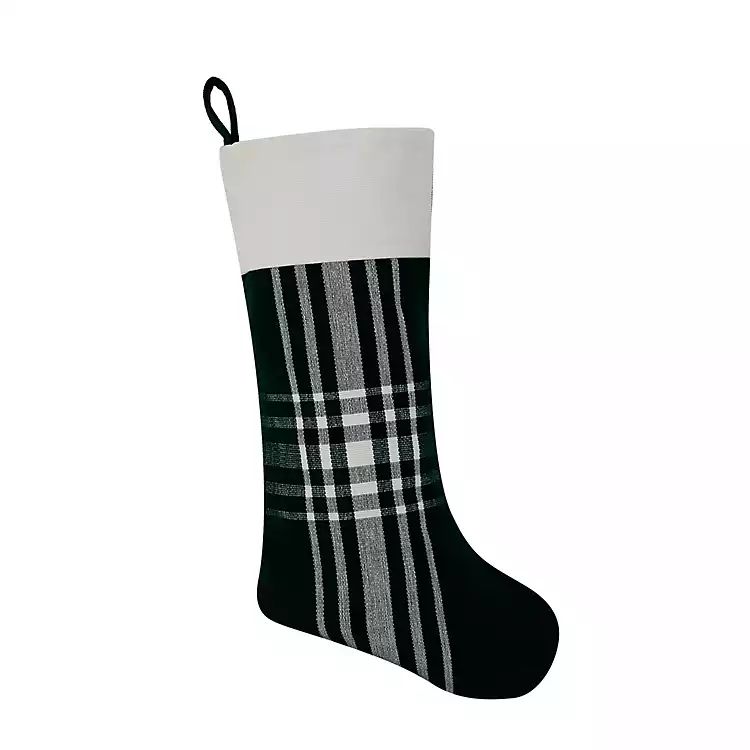 Dark Green Plaid Festive Christmas Stocking | Kirkland's Home