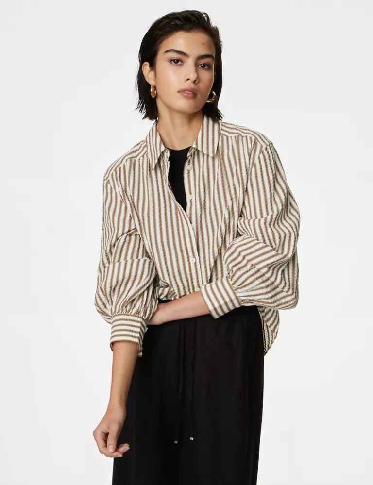 Pure Cotton Striped Collared Shirt | Marks & Spencer (UK)