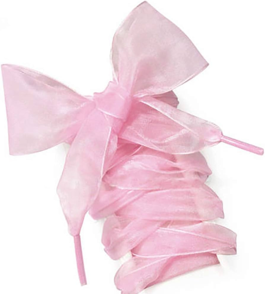 Livecity 1Pair 110cm Fashion Organza Ribbon Sport Shoes Sneakers Bowknot Flat Shoelaces | Amazon (UK)