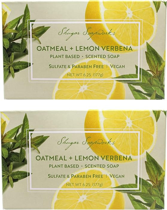 Shugar Soapworks Oatmeal & Lemon Verbena Soap 6.25 Oz - Plant Based, Vegan, Natural, Pure, No Dye... | Amazon (US)