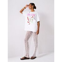 V By Very Wide Leg Lace Trouser - White | Very (UK)