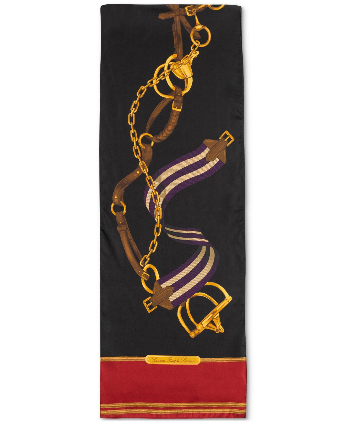 Lauren Ralph Lauren Ribbon & Belt Oblong Silk Scarf - 001 Black | Macy's