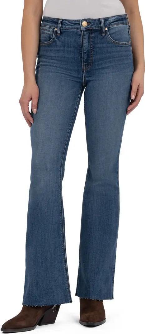 KUT from the Kloth Stella High Waist Raw Hem Flare Jeans | Nordstrom | Nordstrom