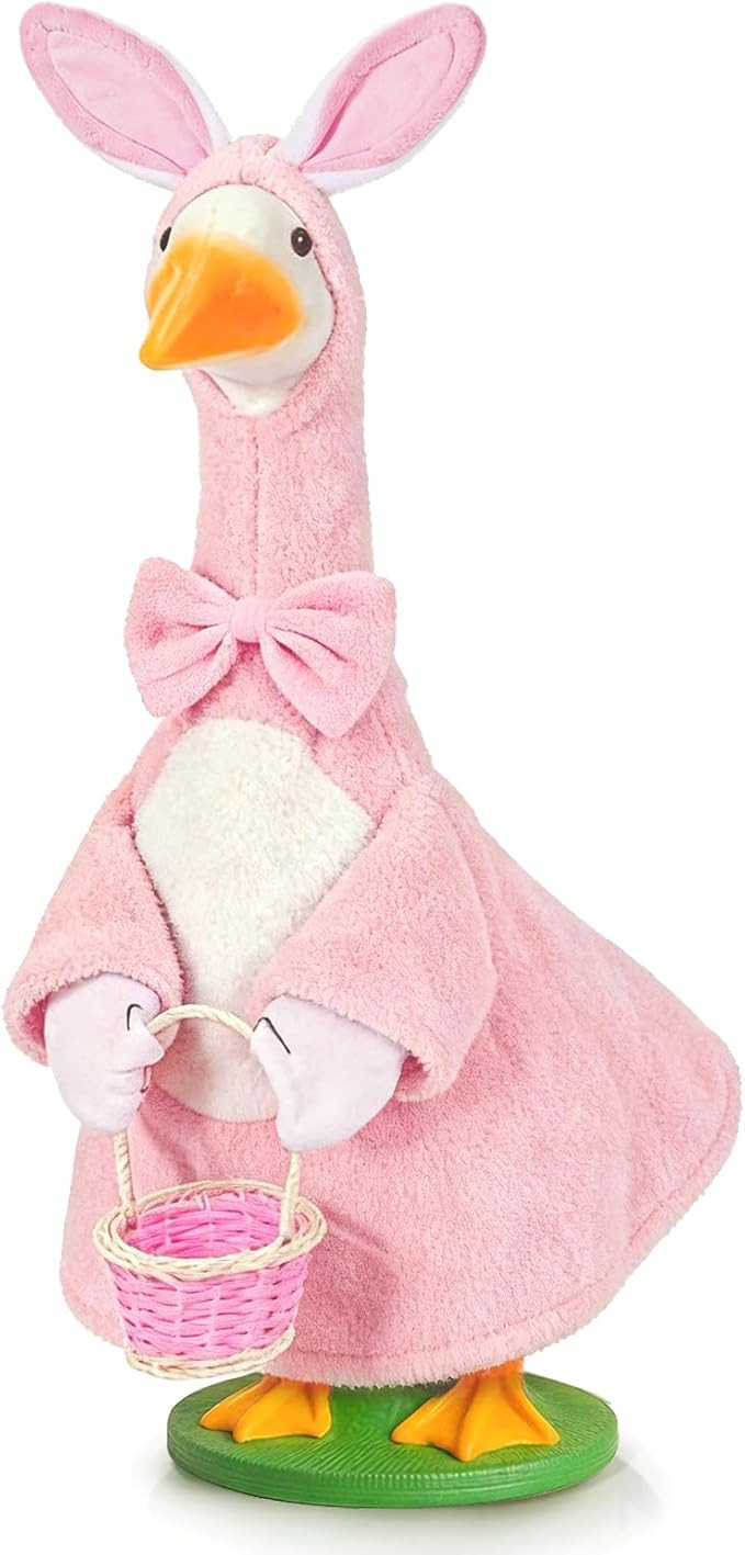 JcHrmers Easter Goose Outfits Bunny Porch Goose Outfit Lawn Porch Goose Clothes Fits 23" Cement P... | Amazon (US)