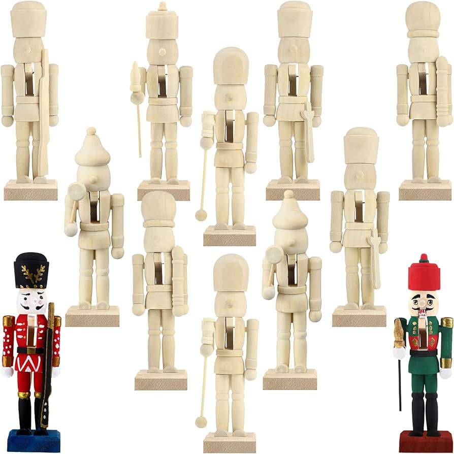 Sumind Christmas Unfinished Nutcracker Christmas Wooden Nutcrackers 5 Inch Xmas Craft Kit Box Pai... | Amazon (US)