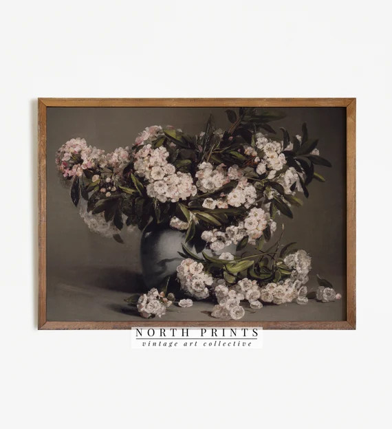 Flower Oil Painting | Vintage Art Print | Flower Painting Rustic Victorian PRINTABLE Digital Wall... | Etsy (US)