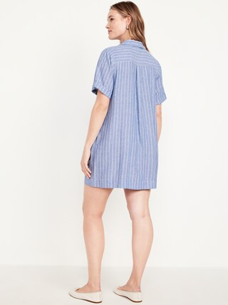 Linen-Blend Mini Shirt Dress | Old Navy (US)