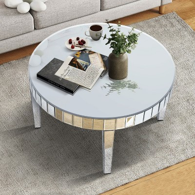 Mirror Coffee Table Cocktail Table Modern Sofa Side Table Accent Table Center Table, Round, Silver - ModernLuxe | Target
