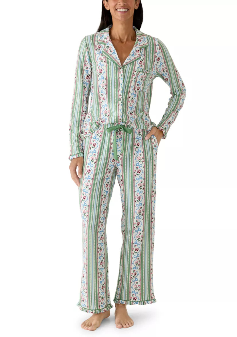 Women's Notch Collar Print Pajama Set | Belk