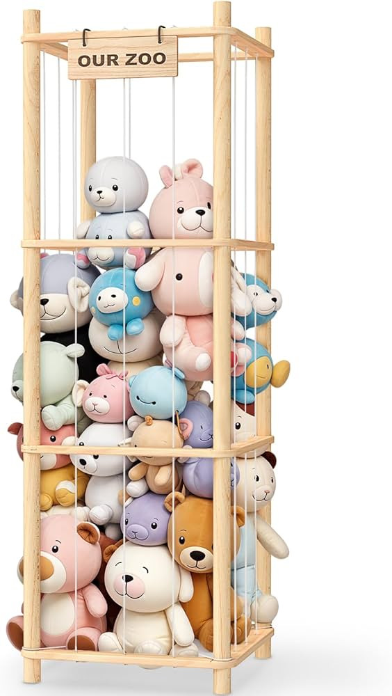 Stuffed Animal Storage & Organizer, Wooden Cute Zoo Toy Holder for Toddler Rooms, Playrooms & Bed... | Amazon (US)