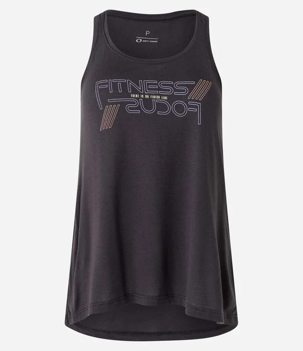 Regata Esportiva em Viscose com Estampa Fitness Focus Preto | Renner (BR)