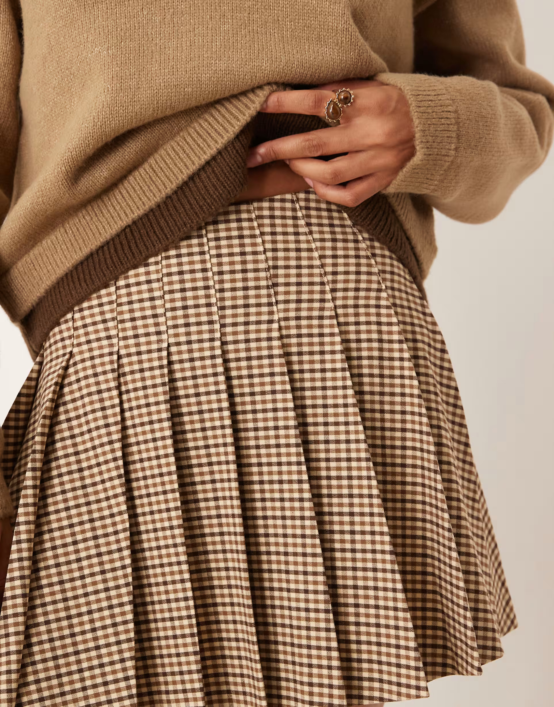 ASOS DESIGN pleated mini skirt in micro check | ASOS | ASOS (Global)