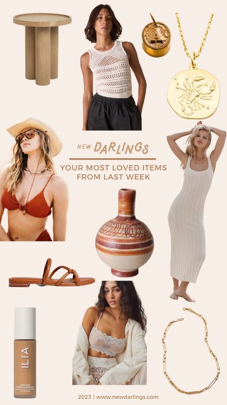 Your most loved items last week ✨ light wood oak side table - Mexican pottery - white sundress - terracotta bikini - simple leather sandals - gold layering necklaces - summer outfit ideas 

#LTKstyletip #LTKSeasonal #LTKGiftGuide