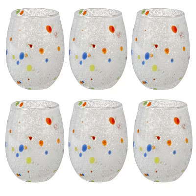 tag Confetti Glass Stemless Drinkware Red White And Blue Set of 6 16 oz. Dishwasher Safe | Target