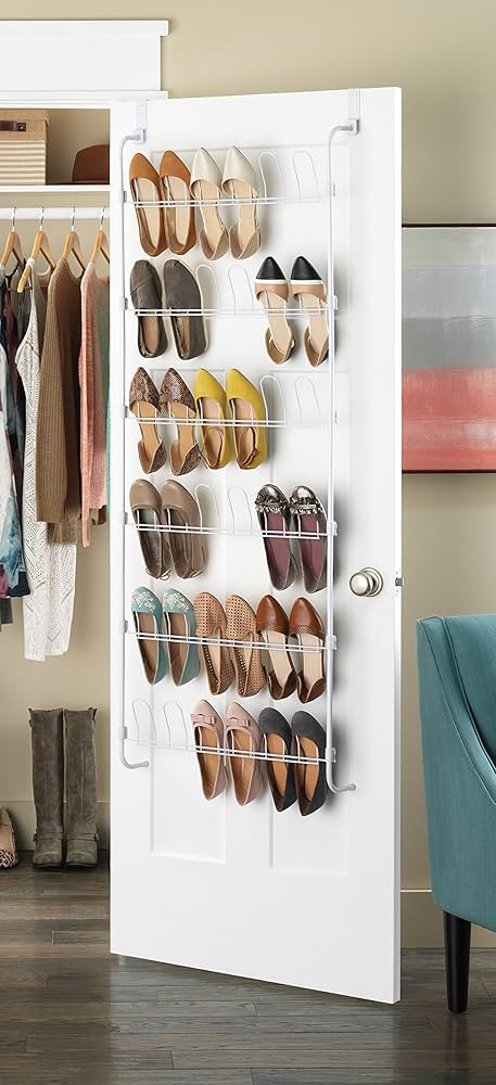 Whitmor 18 Pair Over The Door Shoe Organizer, 6 Tier Hanging Shoe Organizer, Heavy Duty Metal Sho... | Amazon (US)