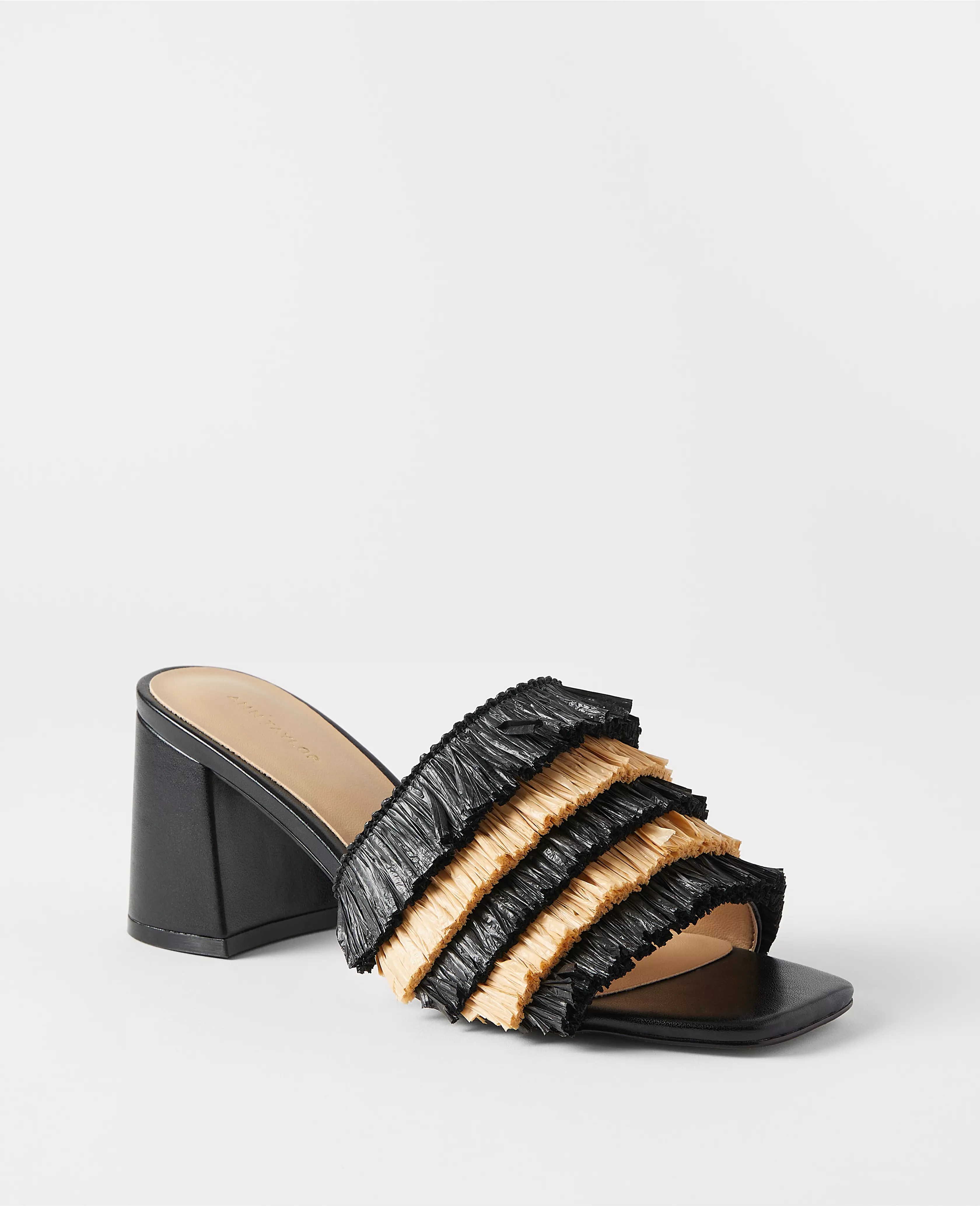 Fringe Straw High Block Heel Sandals | Ann Taylor