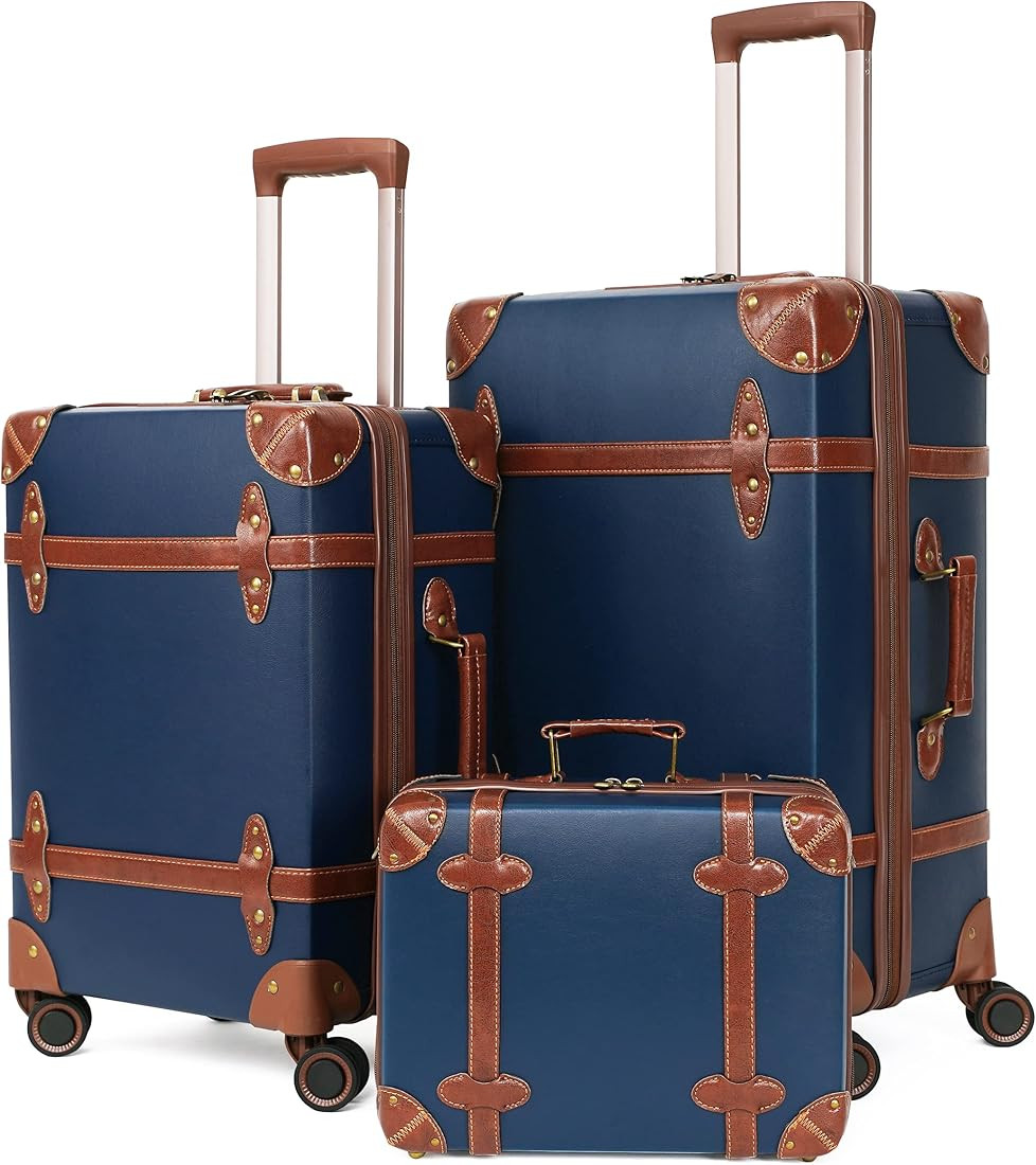 NZBZ Vintage Luggage Sets 3 Pieces Luxury Cute Suitcase Retro Trunk Luggage with TSA Lock for Men... | Amazon (US)